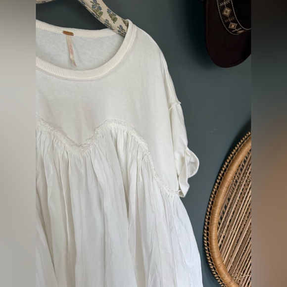 Free People Catalina mini Dress tunic white 100% cotton sz medium - Picture 15 of 16